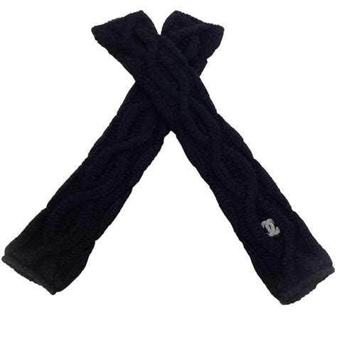 chanel fabric armwarmer|Chanel Black Cashmere Cable Knit Arm Warmers.